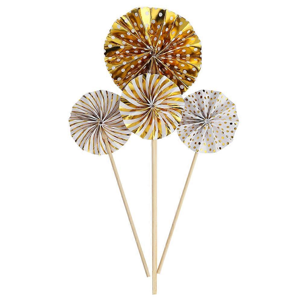 Cupcake Paper Fan Birthday Party Cake Decoration Flags - 6 Inch Dessert Decoration Supplies in Multi-Color Pack