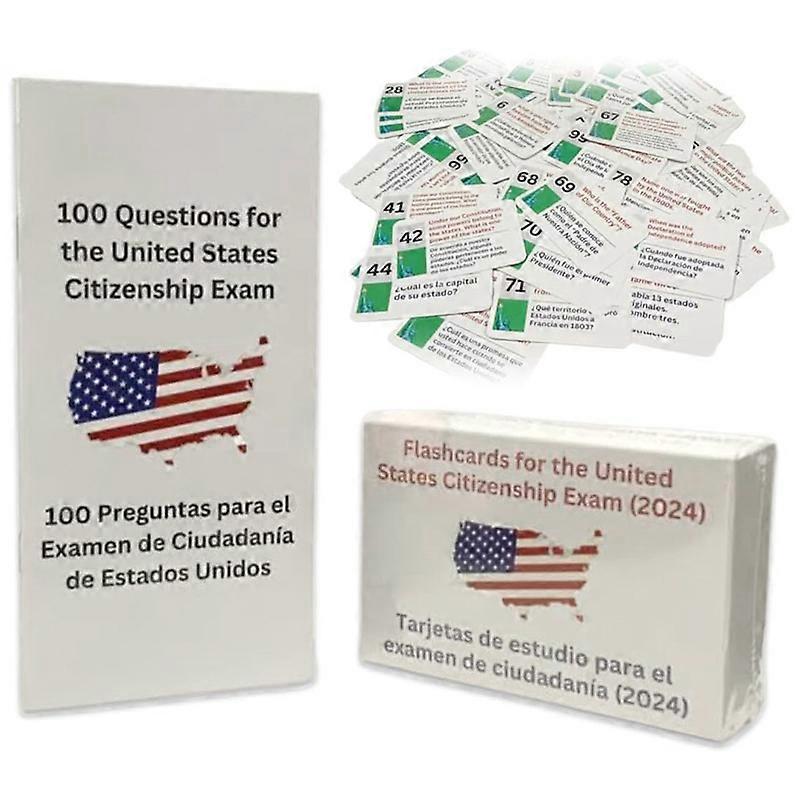 Civics Test Flash Cards Combo Set, Naturalization Study Guide With 100 US Civics Questions & Answers