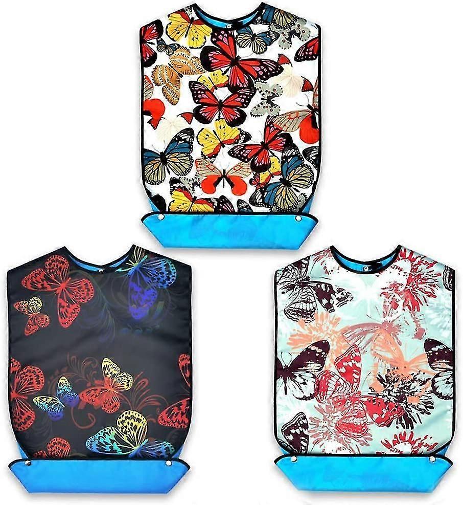3 Pack Babero adulto para comer Protector de ropa impermeable reutilizable lavable