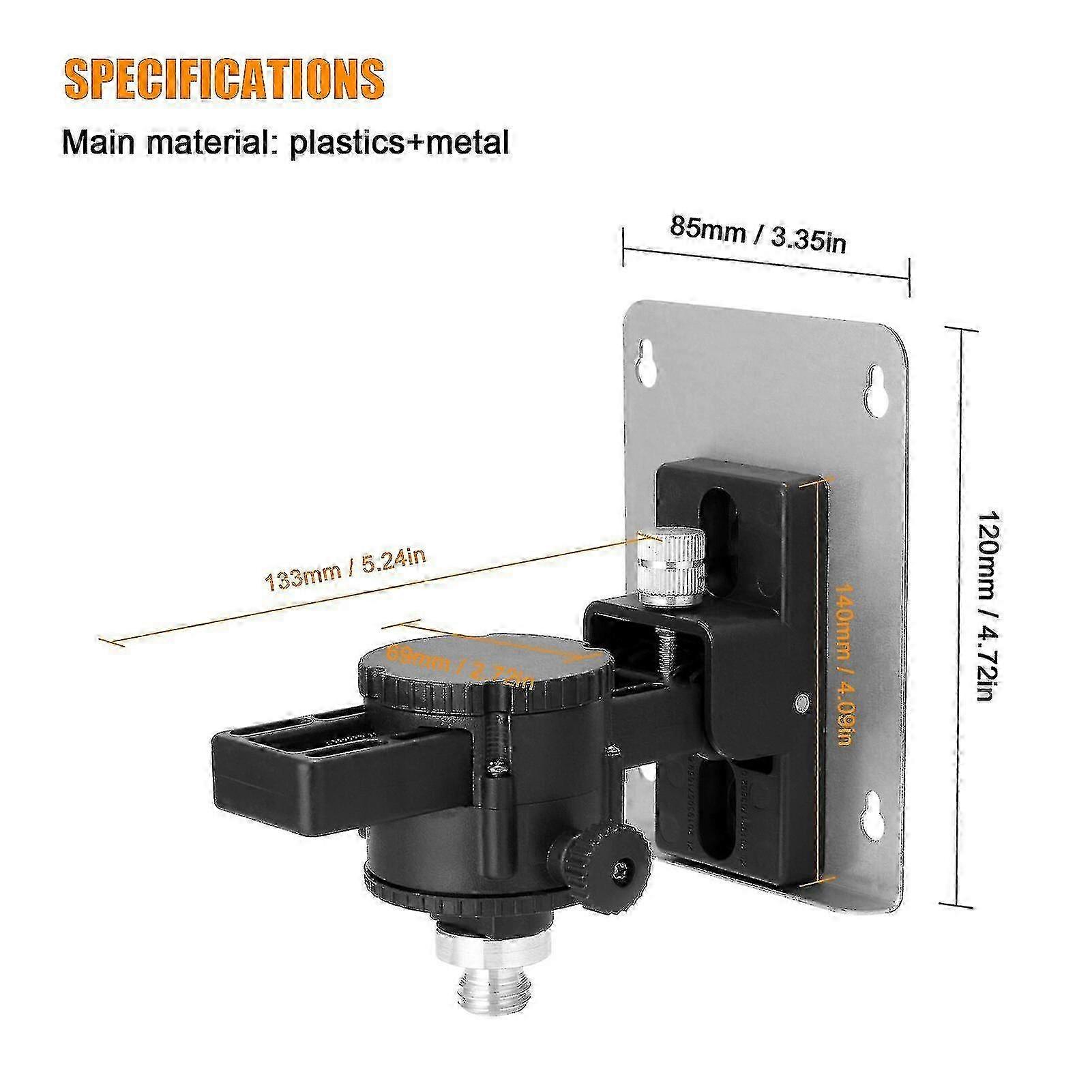 Professional 360° Rotating Laser Level Bracket with 15° Tilt Adjustment, Wall-Mounted Iron Board