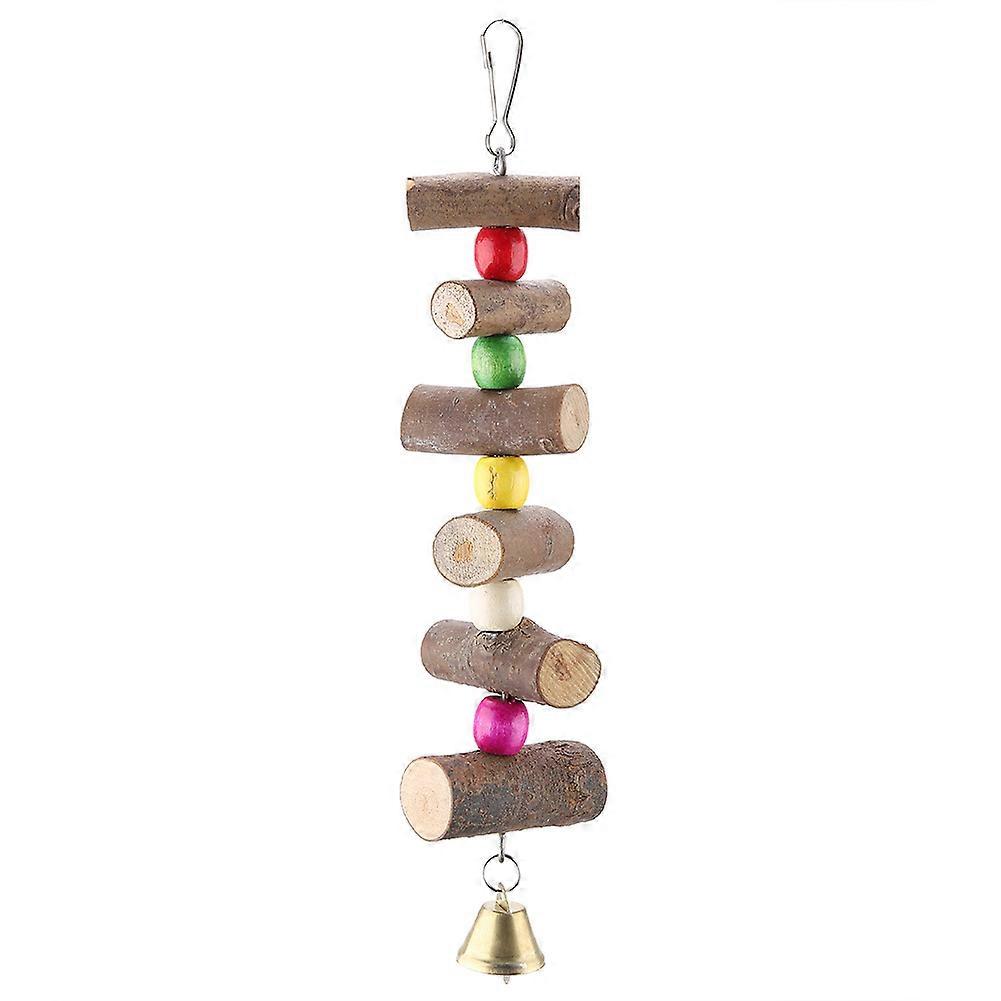 Hanging Wooden String Blocks Toys Pet Parrot Bird Climb Bite Chewing Toy