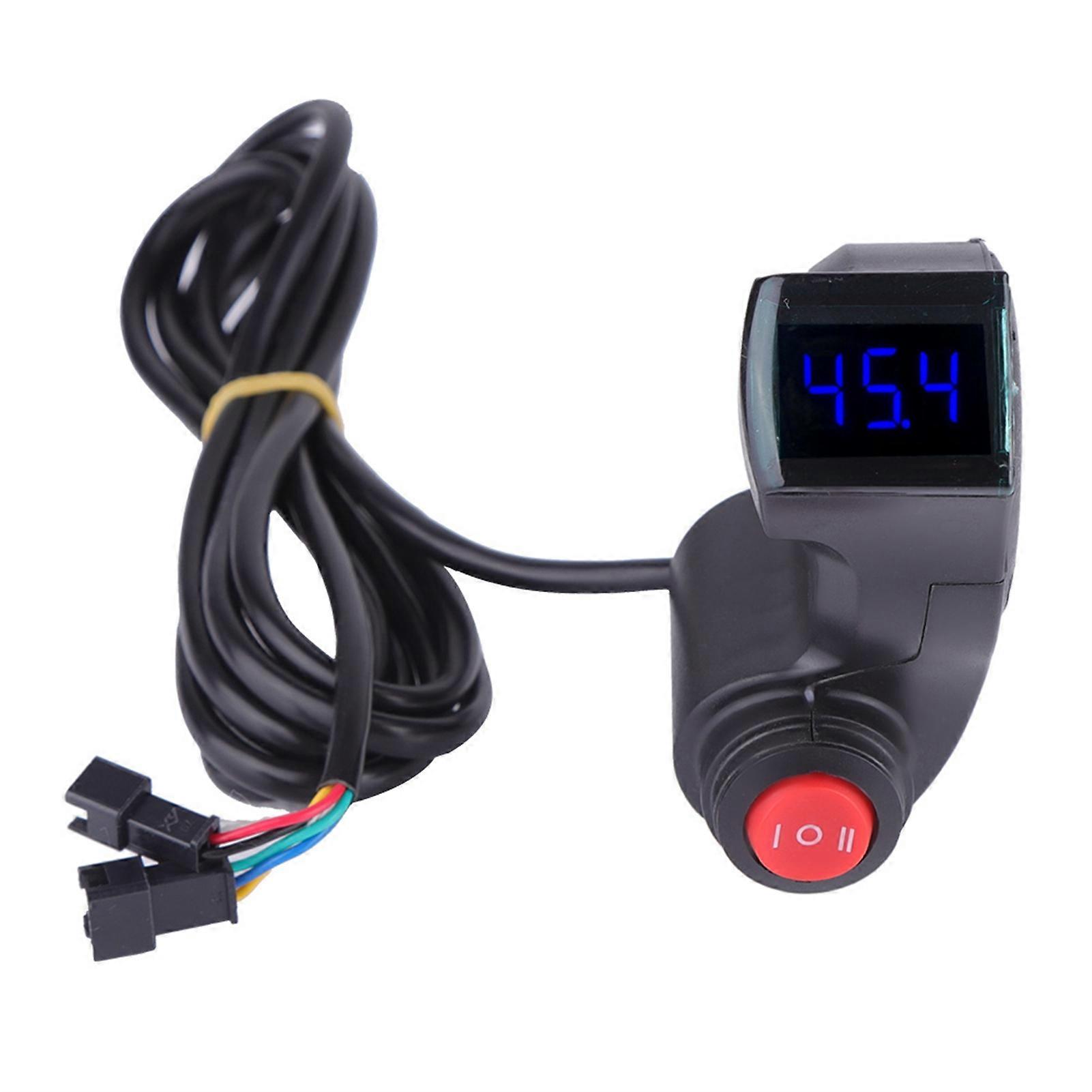 Thumb Voltmeter with LCD Digital Battery Voltage Display and 3 Speed Switch for Bike Bicycle