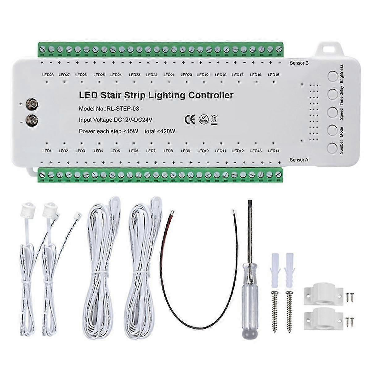 Stair LED Motion Sensor Controller Smart Stair Induction Controller LED Strip Dimmer Stairway Light Controller
