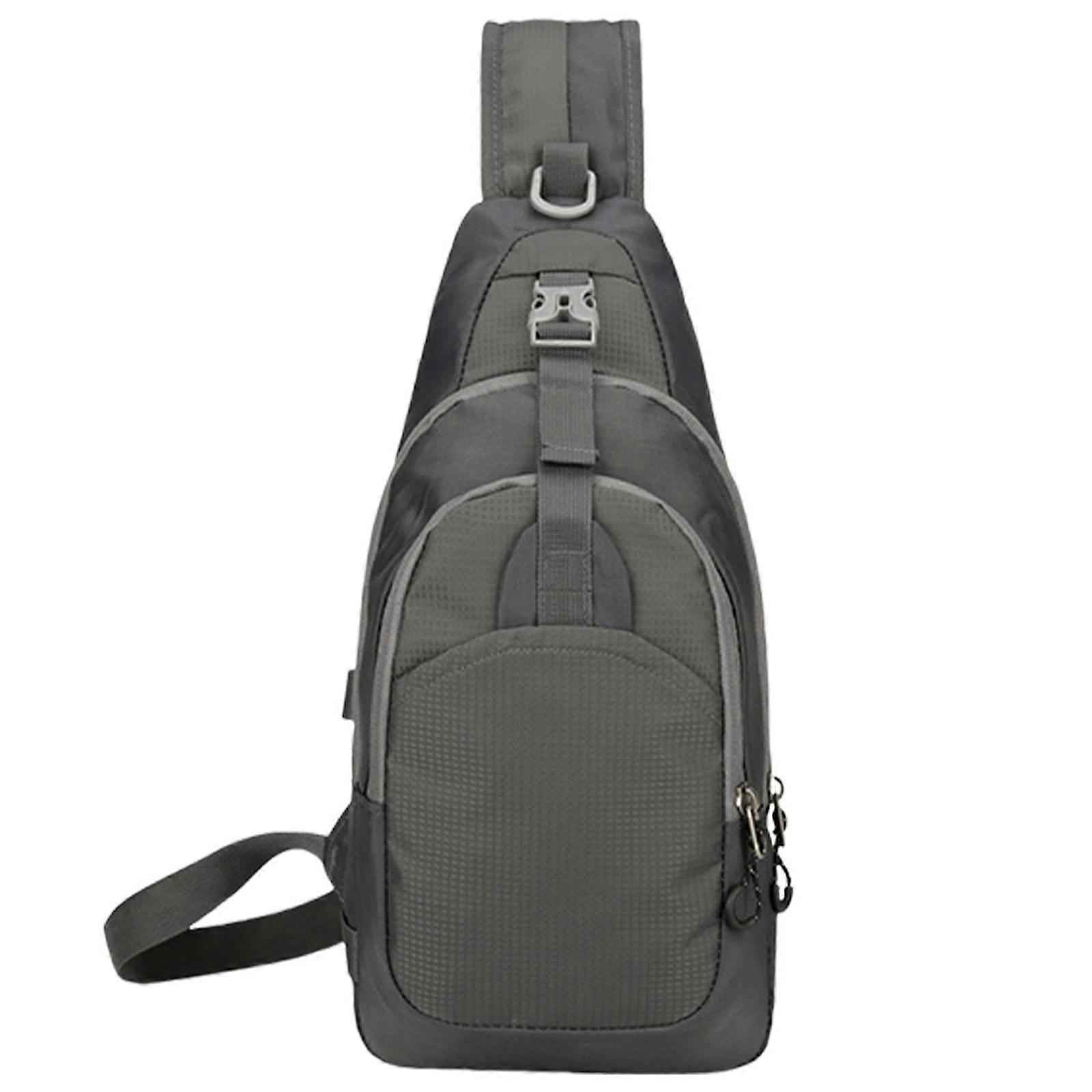 サイクリングと旅行用のナイロンショルダーバッグ複数のコンパートメント防水クロスボディバックパックスリングチェストパックユニセックスグレー