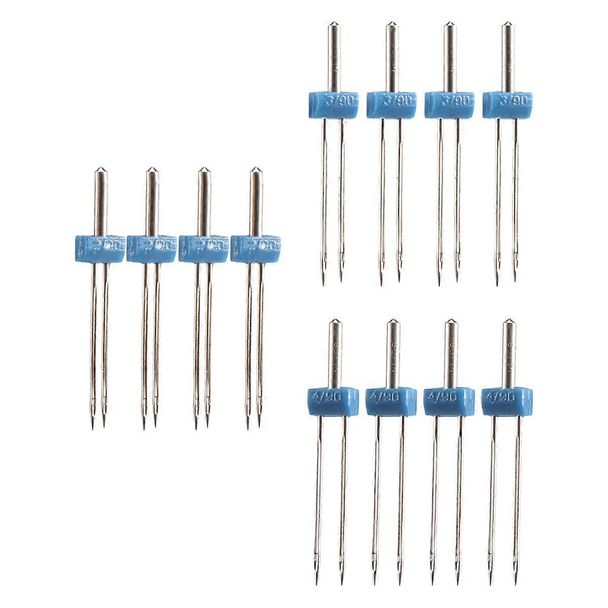 12 Pieces Twin Needles, Double Twin Needles with Plastic Box