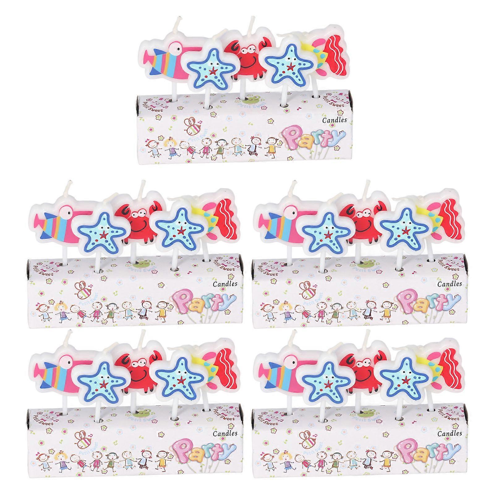 25pcs Birthday Candles Marine Theme Starfish Crab Shape Decorative Waxy Material Cake Decorations for Party