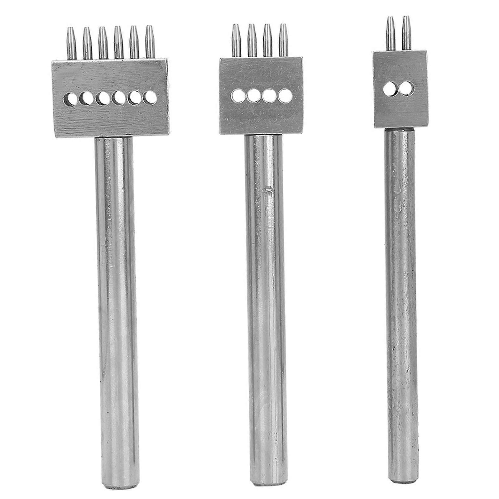 3PCS Spacing Punch Tool DIY Leather Craft Hole Punching Set Belt Hole Puncher(4mm(2+4+6) )