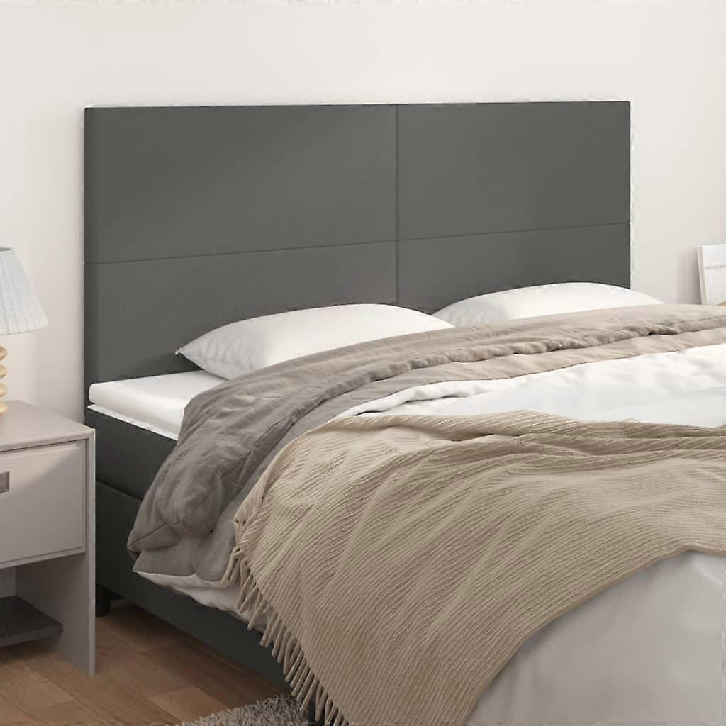 Kopfteil Grau 200x5x118/128 cm Kunstleder