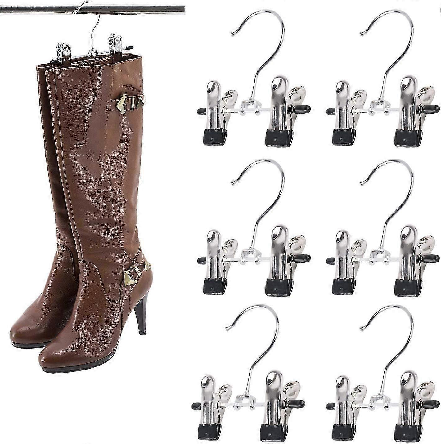 Double Adjustable Clips Boots Hangers,Space Saving Boots Socks Bags Hanging Clips Boot Holder Boot