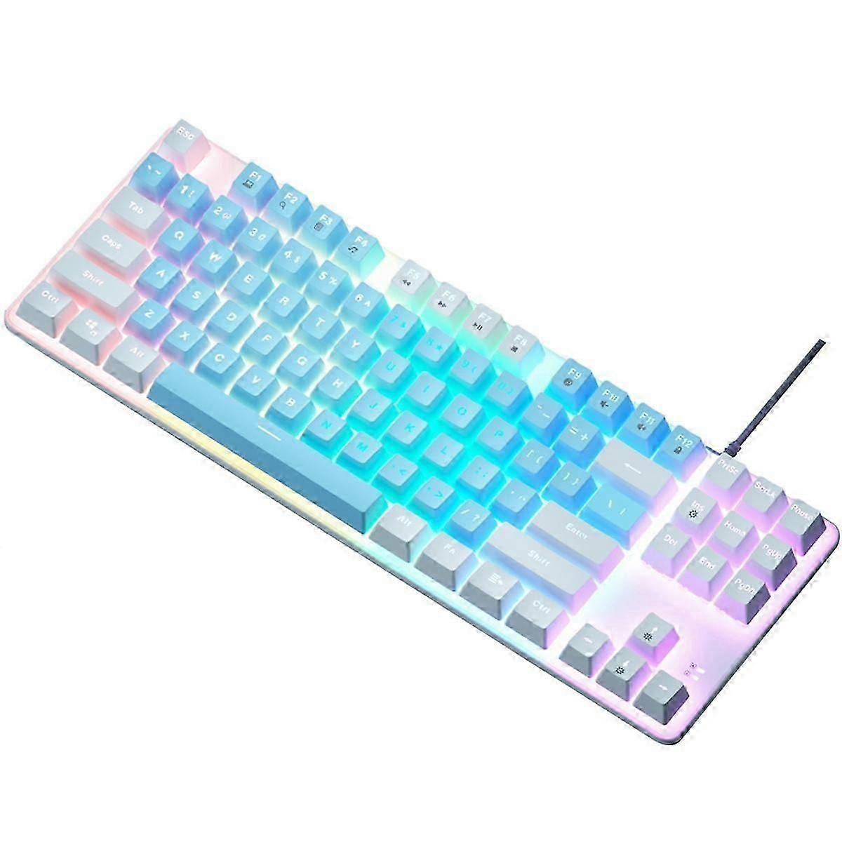87 Key Mechanical Keyboard Green Axis Gaming Keyboard Wired Color Backlit Keyboard for PC Laptop Of