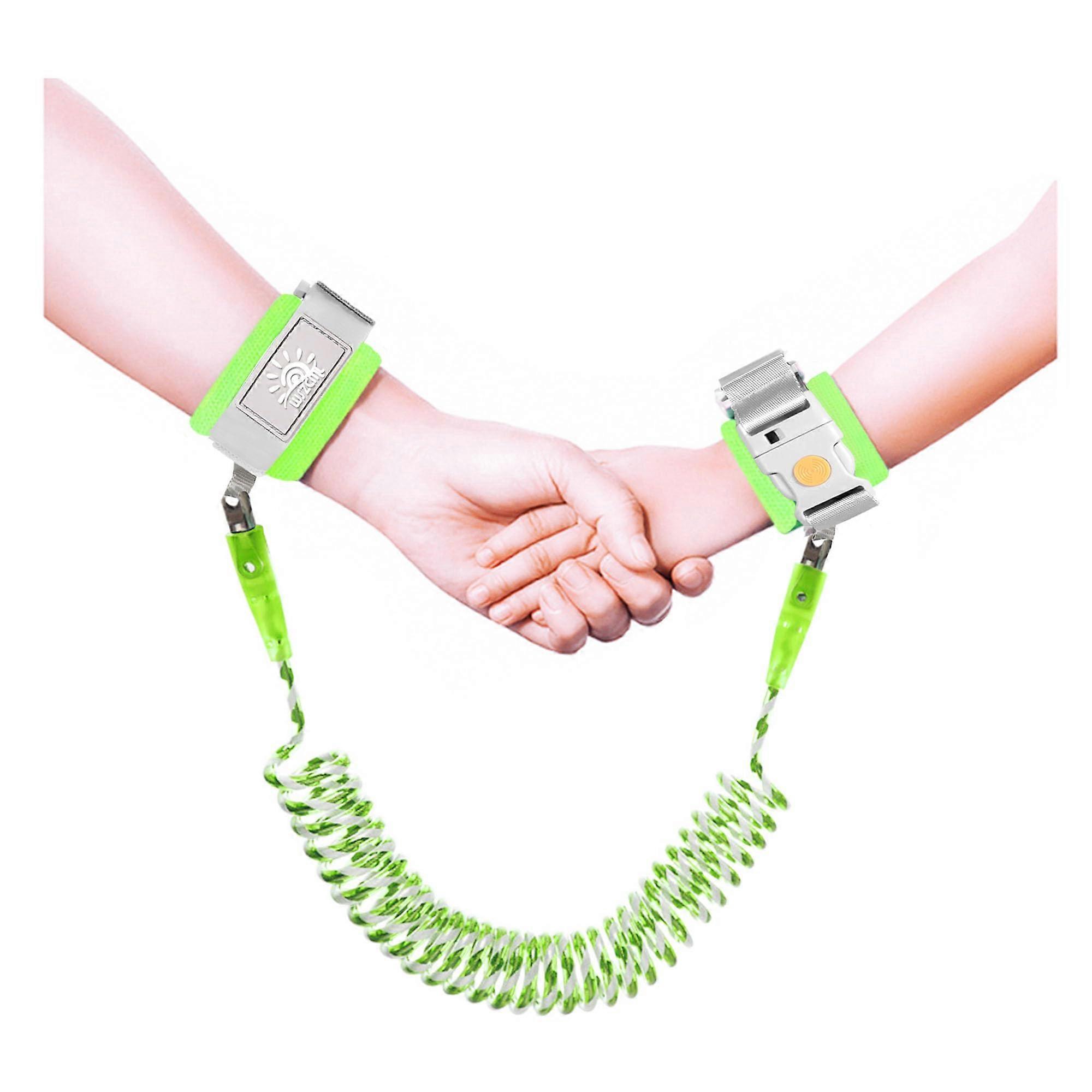 Anti Lost Wrist Link for Toddlers, 6.56ft Reflective Walking Leash with Induction Lock, Green Child Safety Harness for Travel