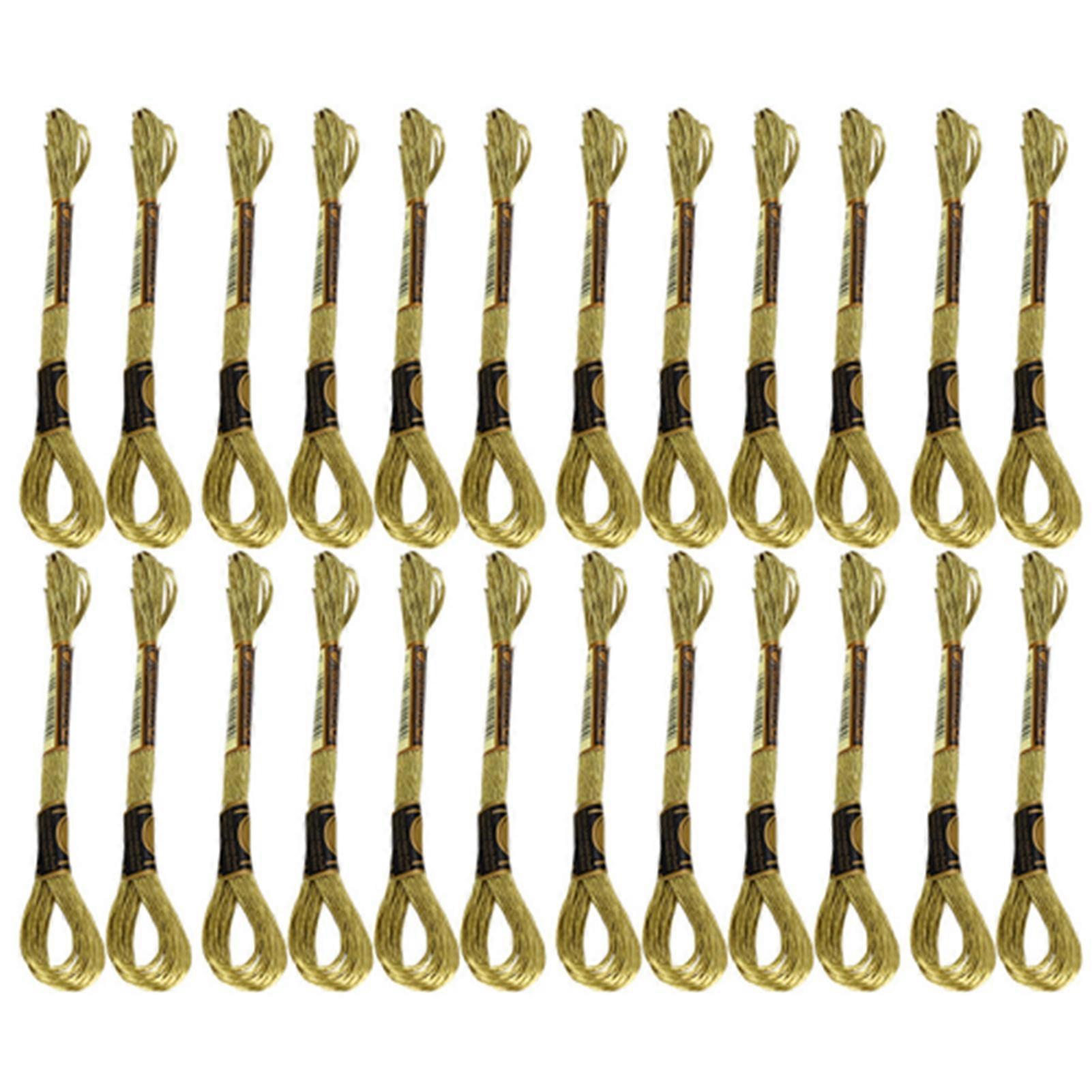24Pcs CrossStitch Thread Light Gold Embroidery Glossy Braided Floss HandMade Cotton Skeins