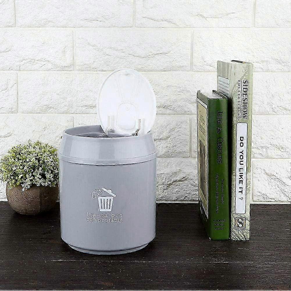 Small Waste Bin with Cover for Kitchen, Bathroom, Office Use (Gray)