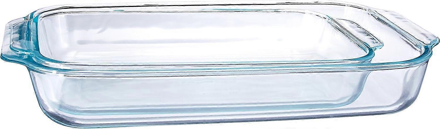 2 Piece Clear Oblong Glass Baking Dishes 3qt & 2qt