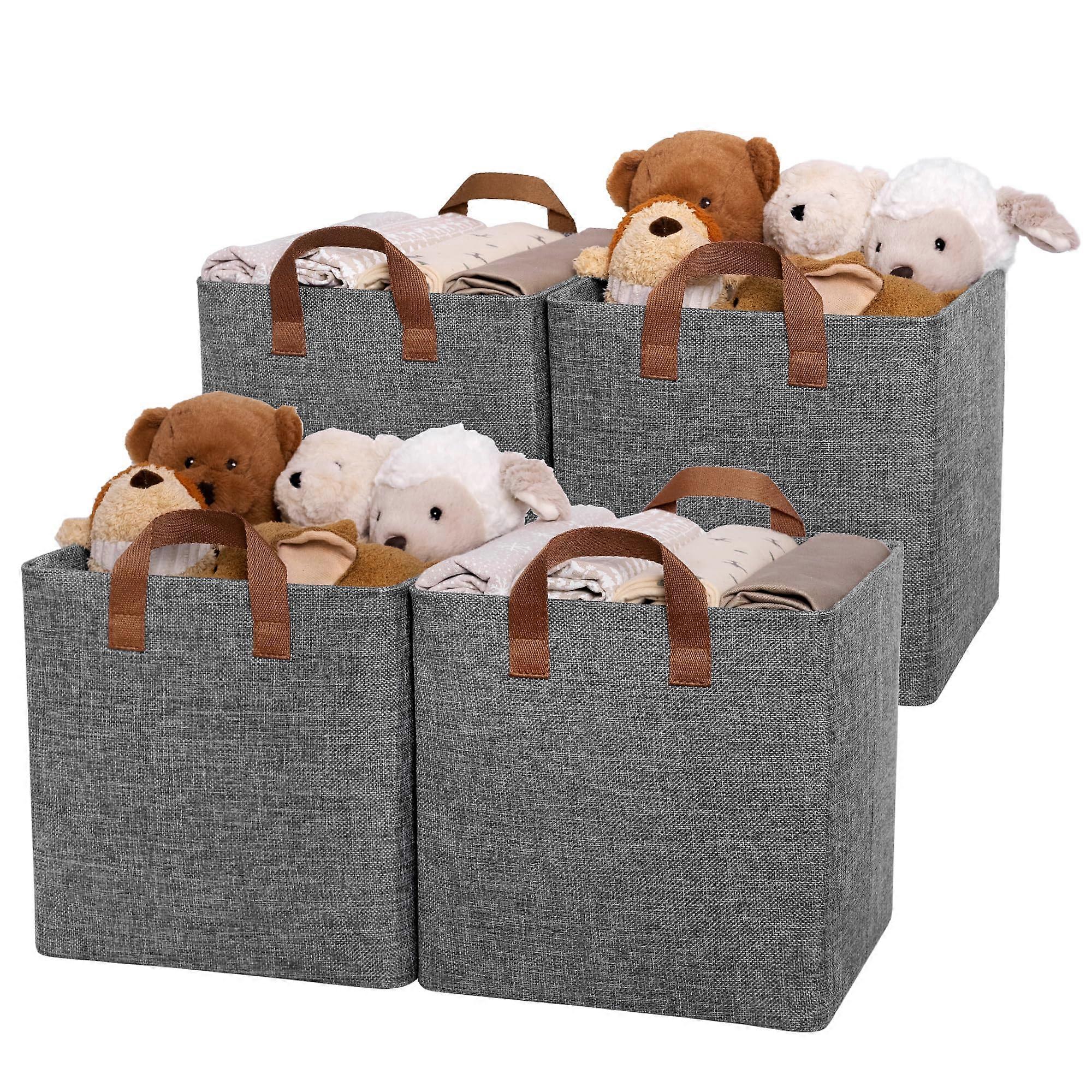 4 Pack Foldable Fabric Storage Cubes Organizer with Metal Frame 11x11x11 Inch