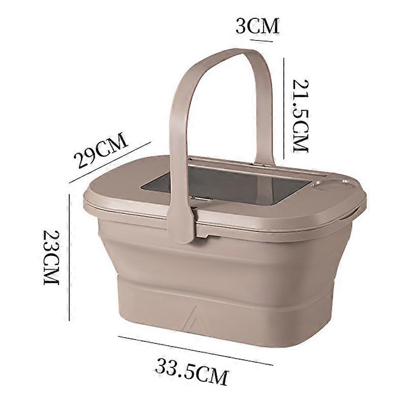 18L Collapsible Picnic Basket with Tray Table Brown 44x29x23cm