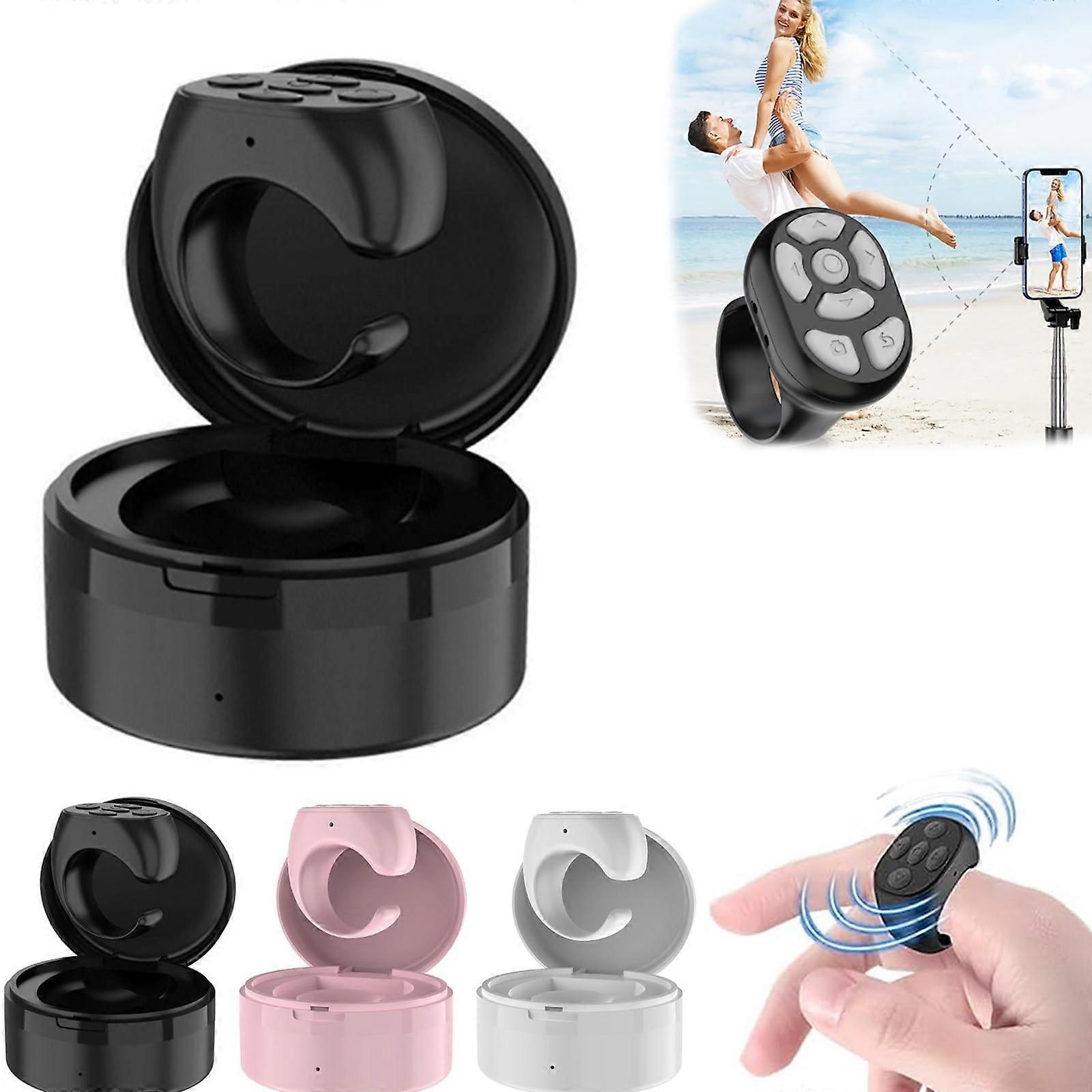 Fingertip Wireless Bluetooth Fingerless Ring Phone Clicker - Multifunctional Black Design for Smartphones and Tablets