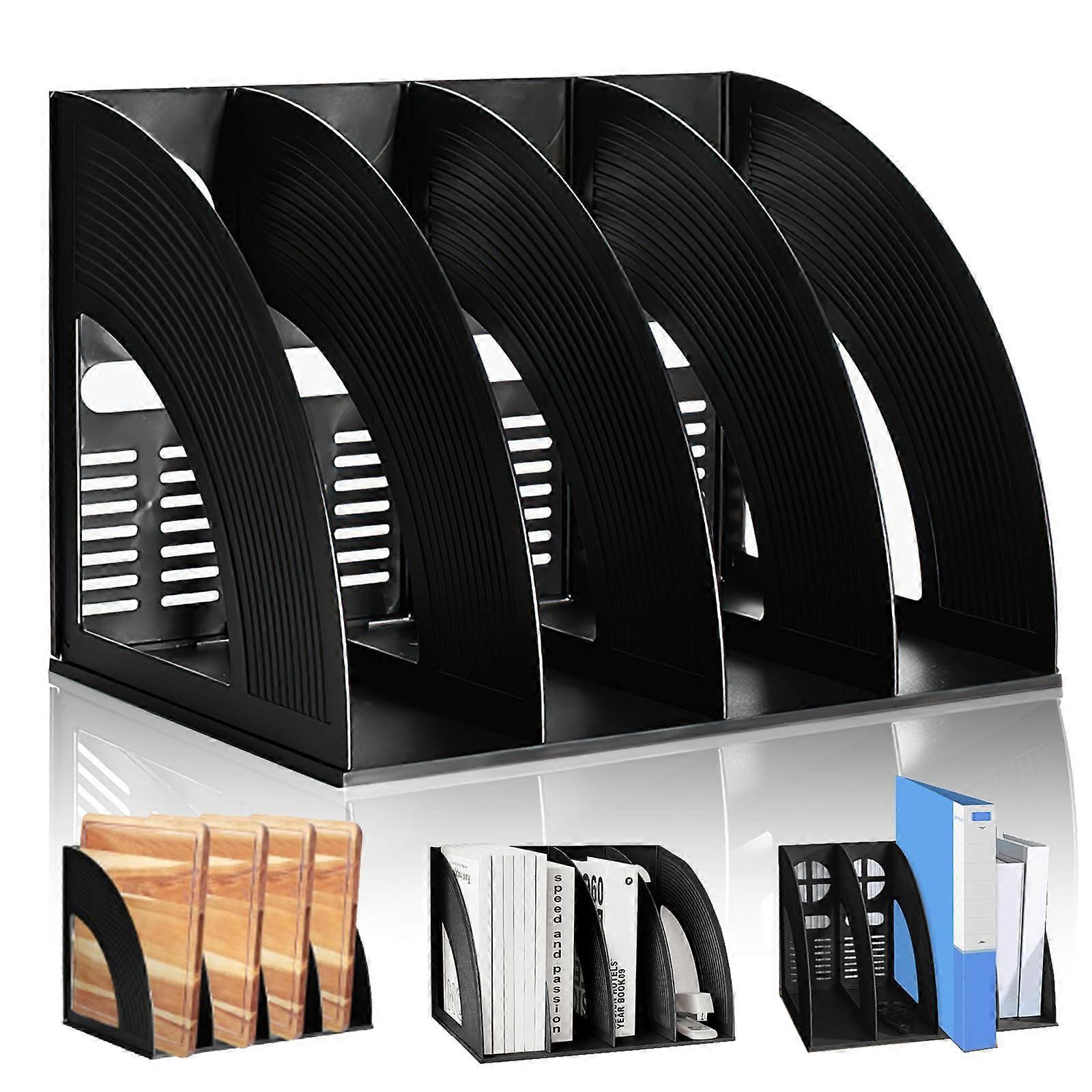 Lemikal Magazine File Holder 4 Partition File Shelf Frame Vertical Organizer Plastic