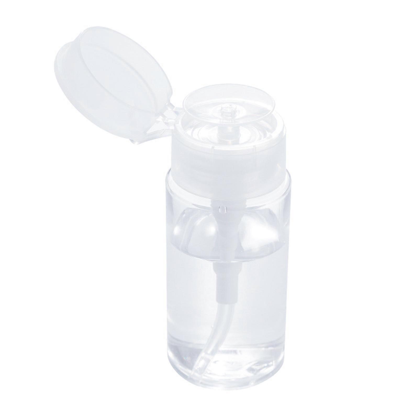 Push Down Pump Dispenser Bottle Empty Plastic Lockable Pumping Bottle Container with Flip Cap for Nail Polish and Makeup Remover