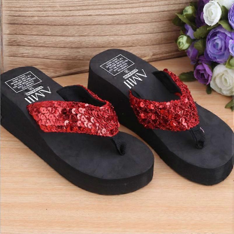 Sequin Slippers Wedge ith Flip Flops 40