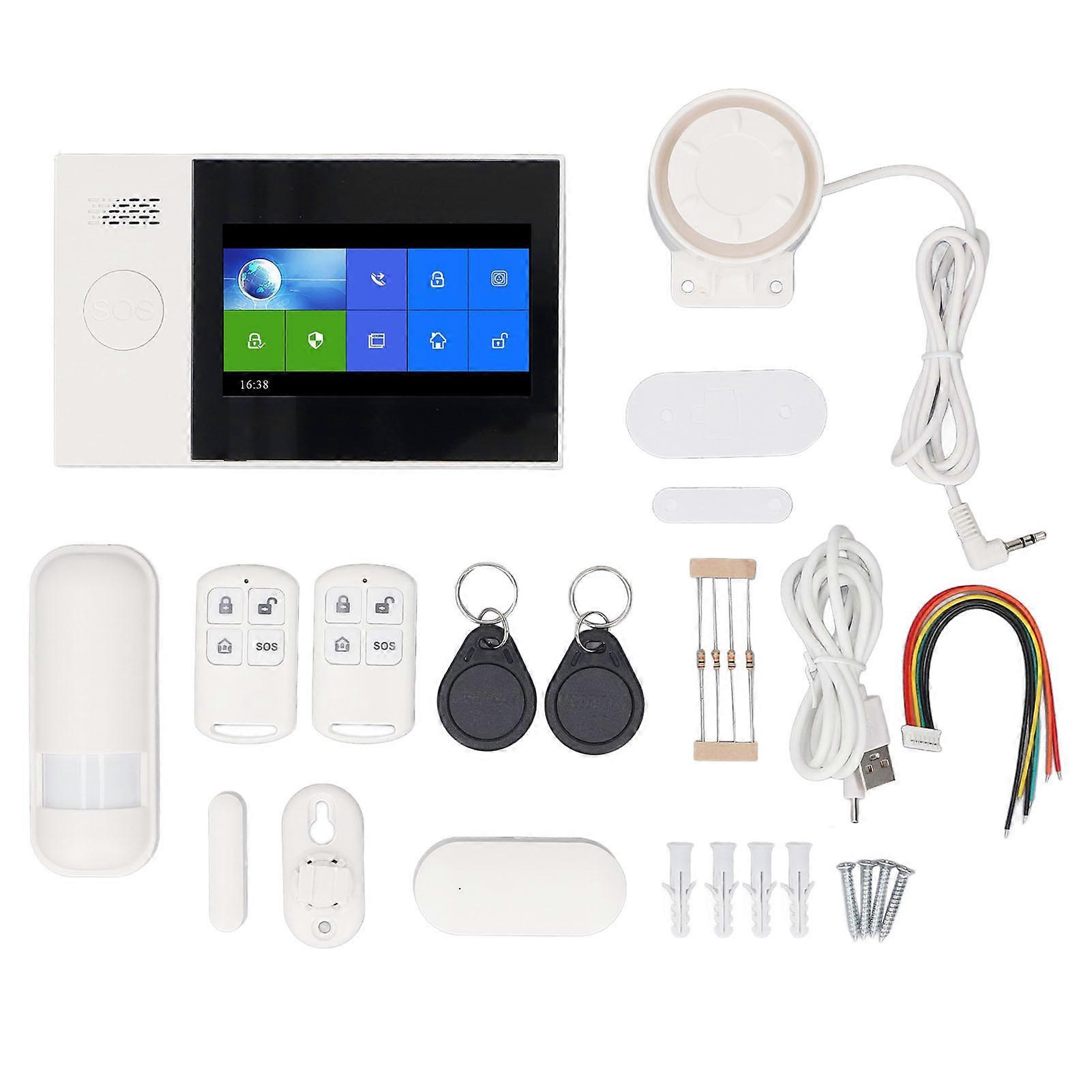 Wireless Home Security Systems for Tuya WiFi 4G GSM Touchscreen Door Window Sensors Smart Alarm System with Emergency Button