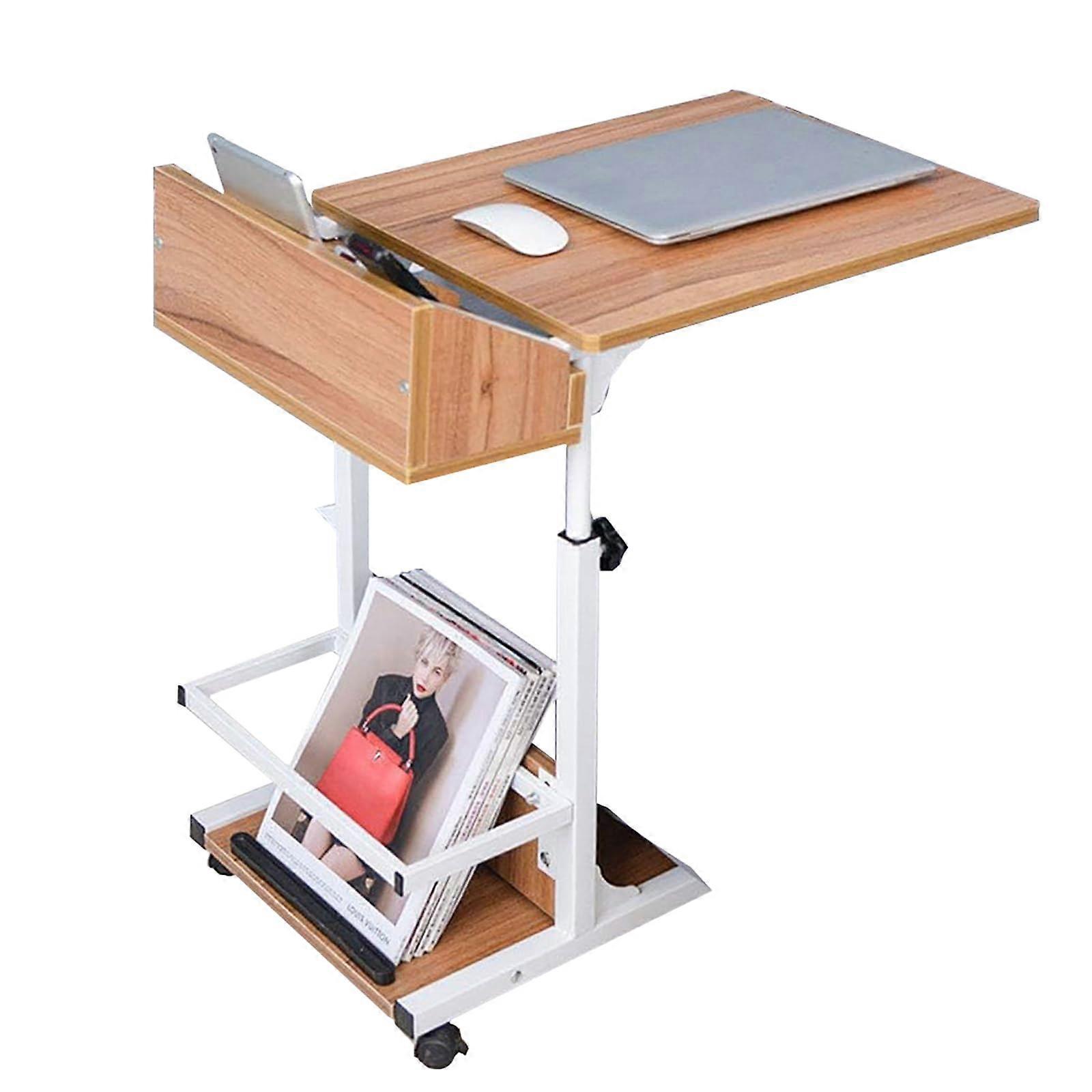 Overbed Table Heigh Adjustable,Bedside Table with Wheels,Mobile Rolling Standing Desk