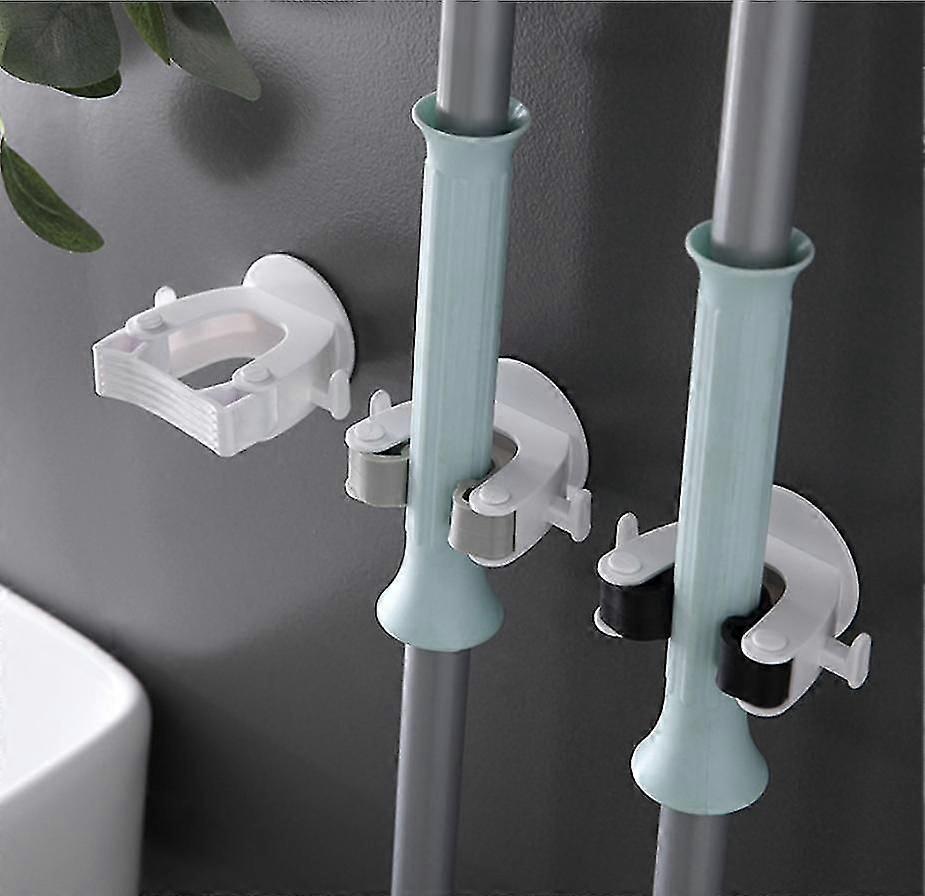 Sturdy Broom Holder Wall Mount, Self Adhesive No Drilling, 4 Pcs