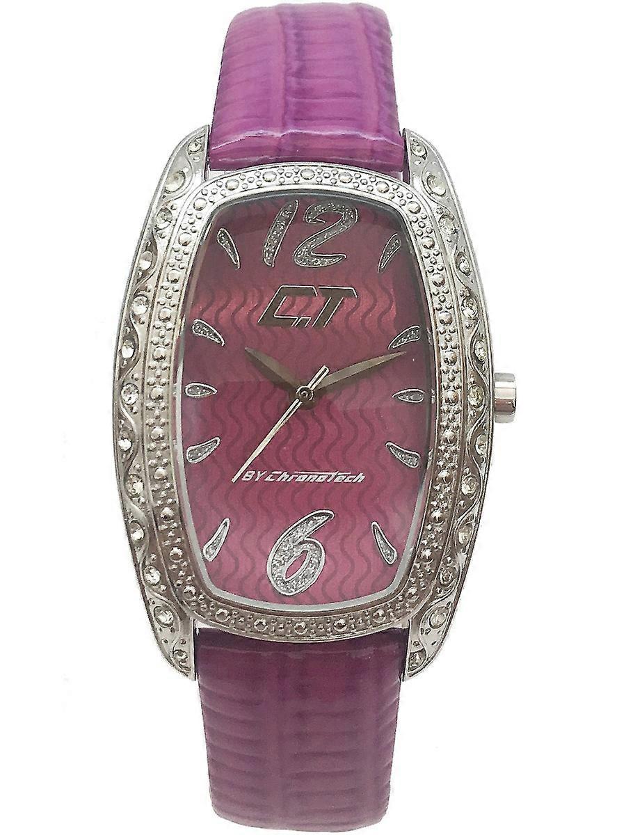 Chronotech Violett Echtleder CC7121LS-08 Damenuhr