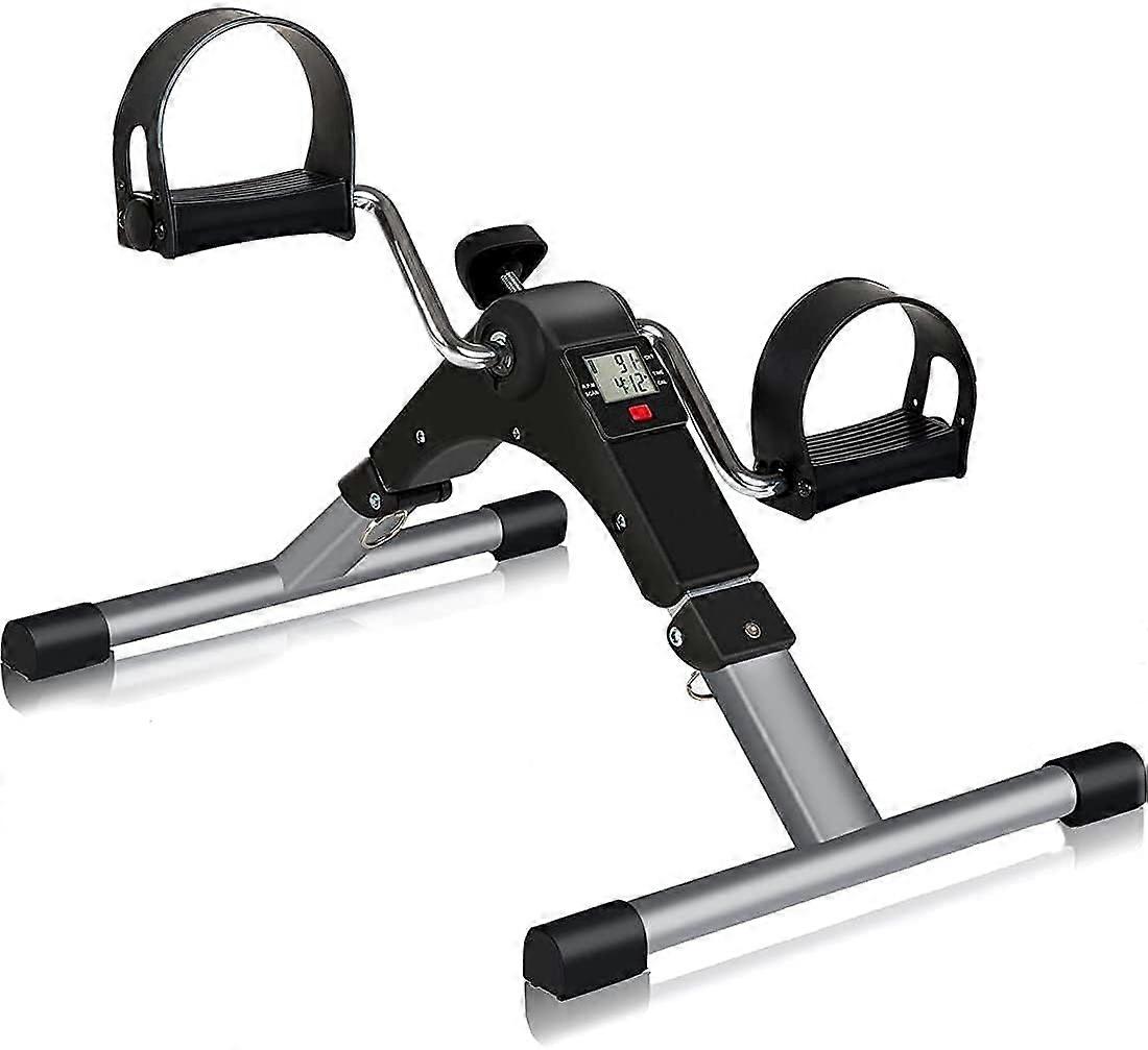 Under Desk Bike Pedal Exerciser with Electronic Display, Compact Folding Cycle for Arm and Leg Fitness, Portable Design