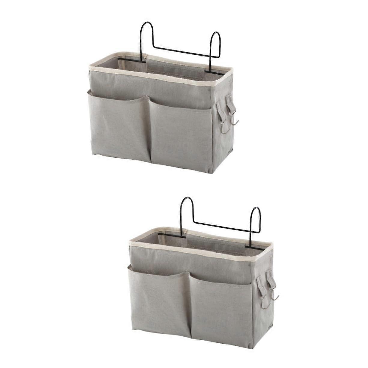 Bedside Hanging Organizer Basket Set of 2 Multi Pocket Storage for Laptops, Magazines, Snacks, Glasses, Home Dormitory Upgrade Design