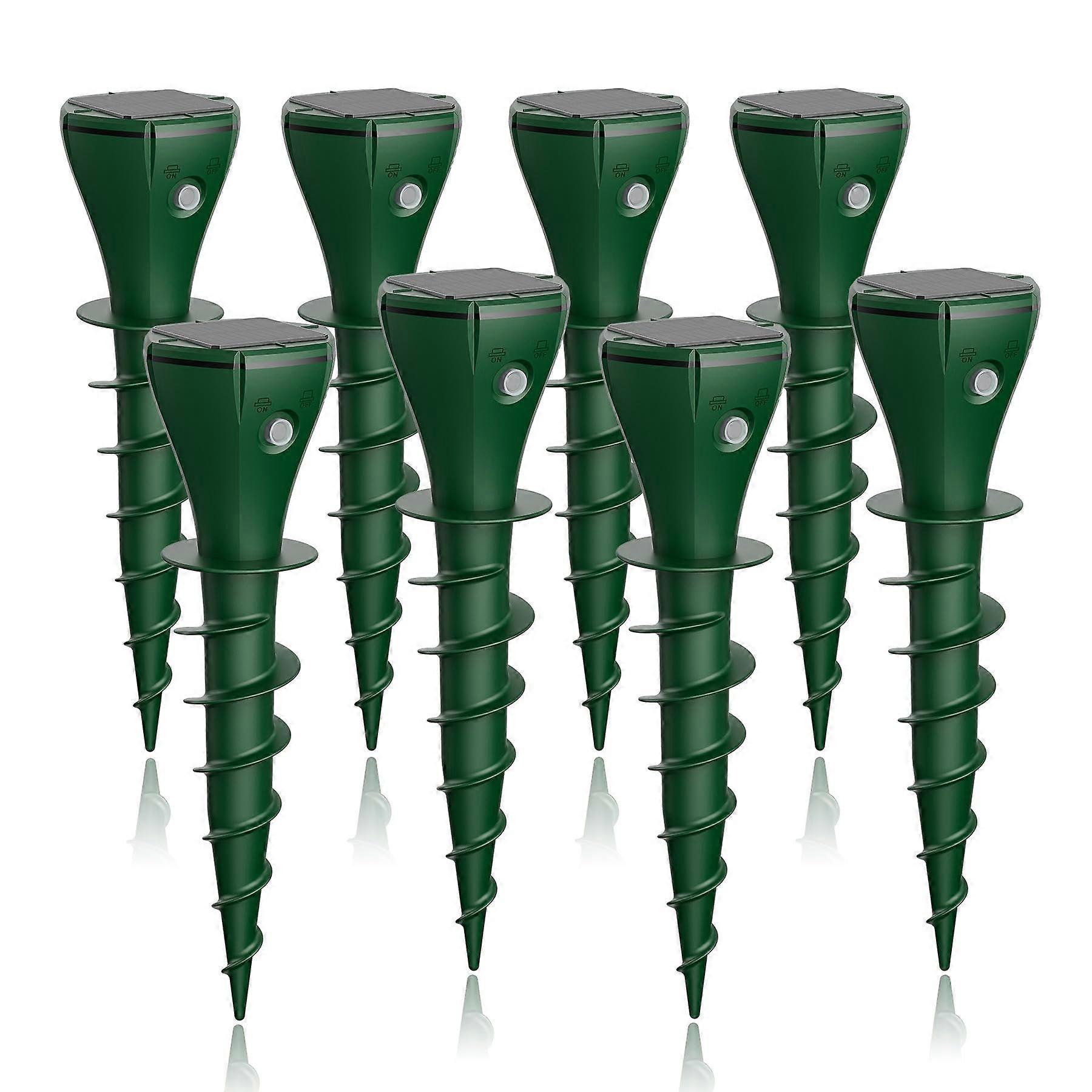 8 Pack Mole Repellent Solar Powered Gopher Deterrent Screw Stake for Outdoor Lawns