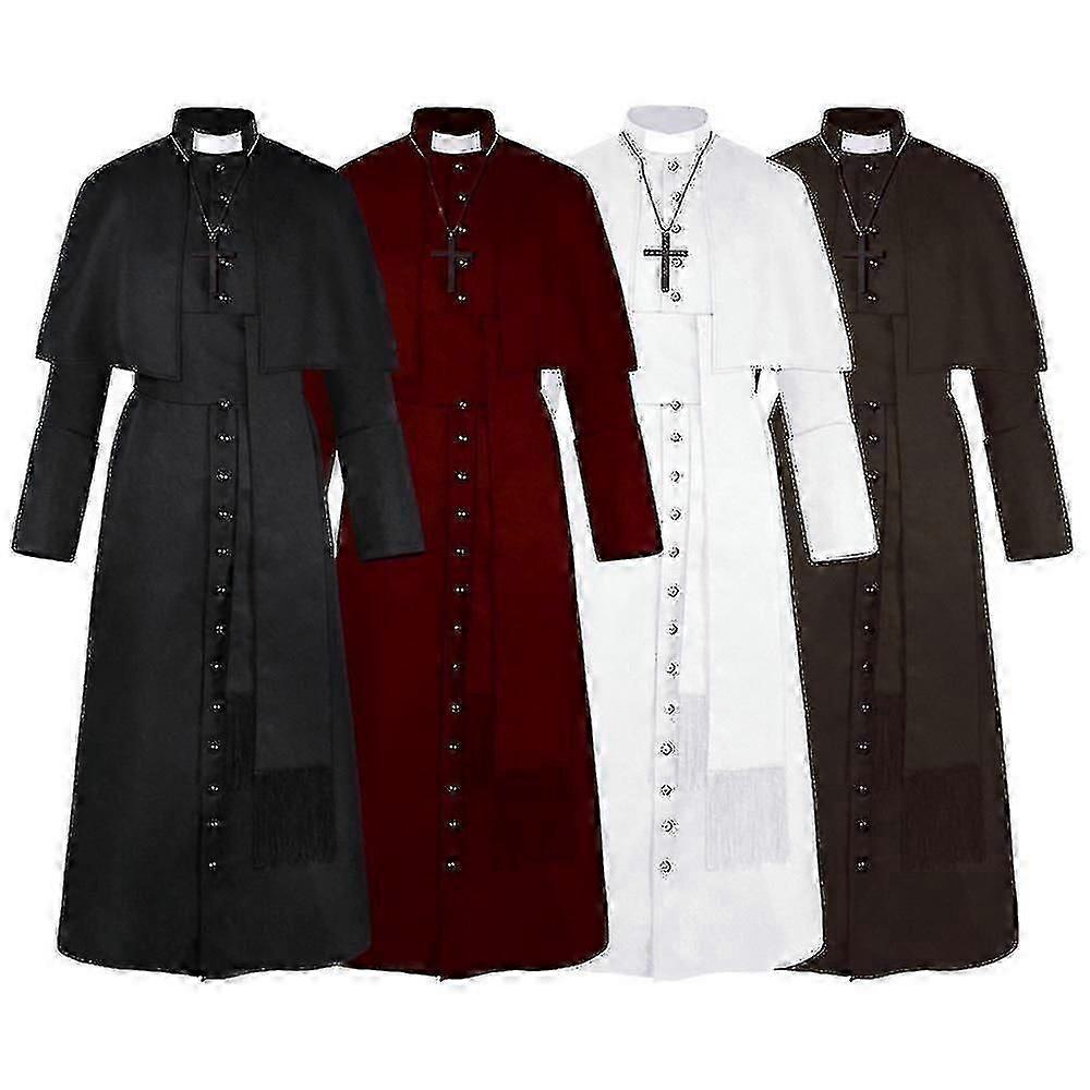 מוצק כומר Cos תחפושת ליל כל הקדושים כומר ימי הביניים רטרו תחפושת קוספליי