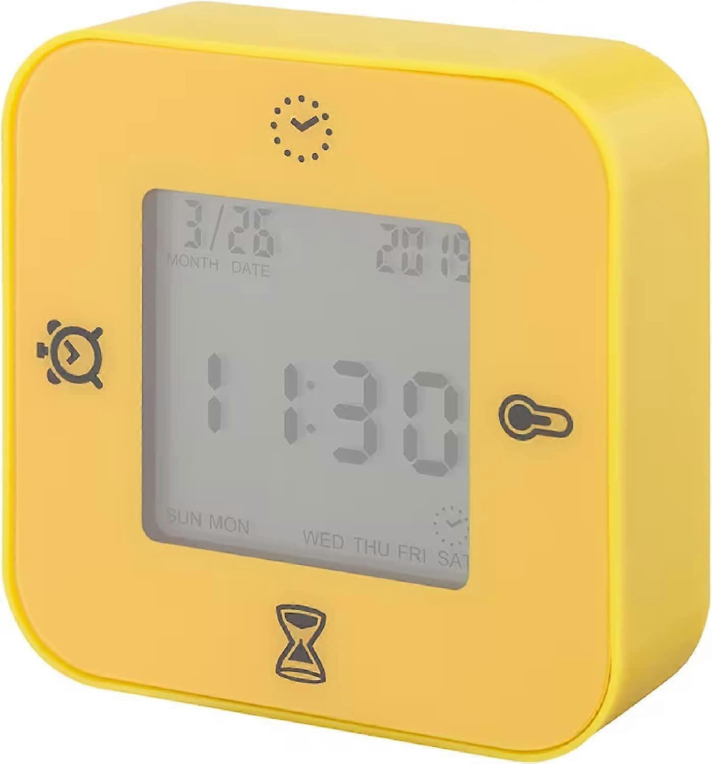 Clock/Thermometer/Alarm/Timer, 4 Functions Desk Clock (Yellow)