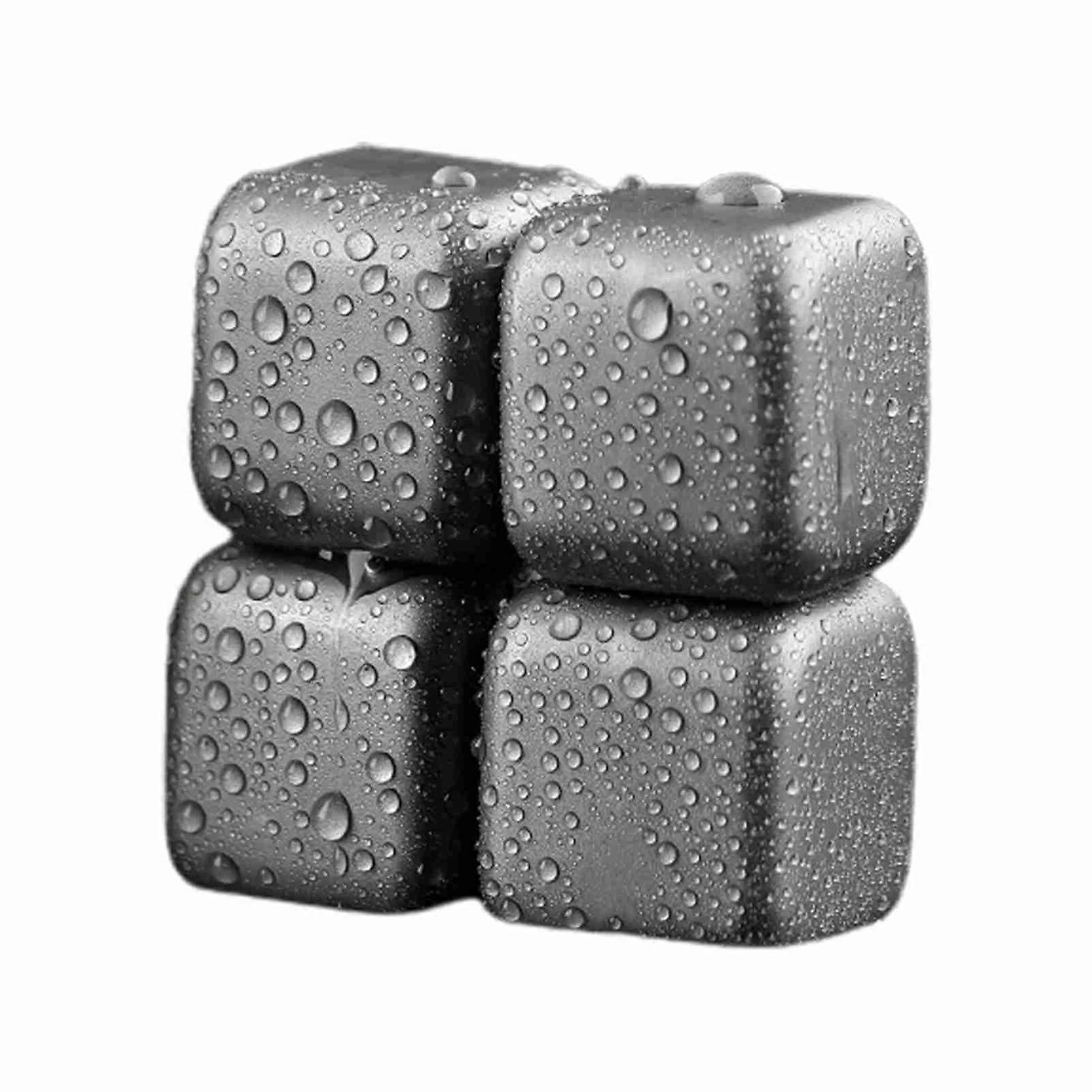 Ti Whiskey Stones Set Reusable Ti Metal Ice Cubes Non-Melting Refreezable Chilling Rocks for Whiskey and Other Drinks