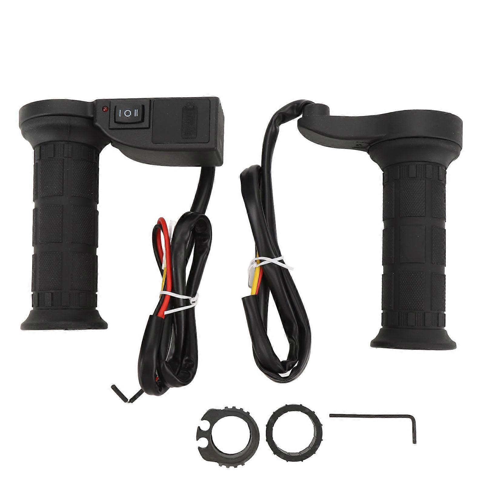 12V 22mm Motorcycle Heated Handlebar with Voltage Display USB Output Adjustable High Low Temp Electric Warm Hand Grips