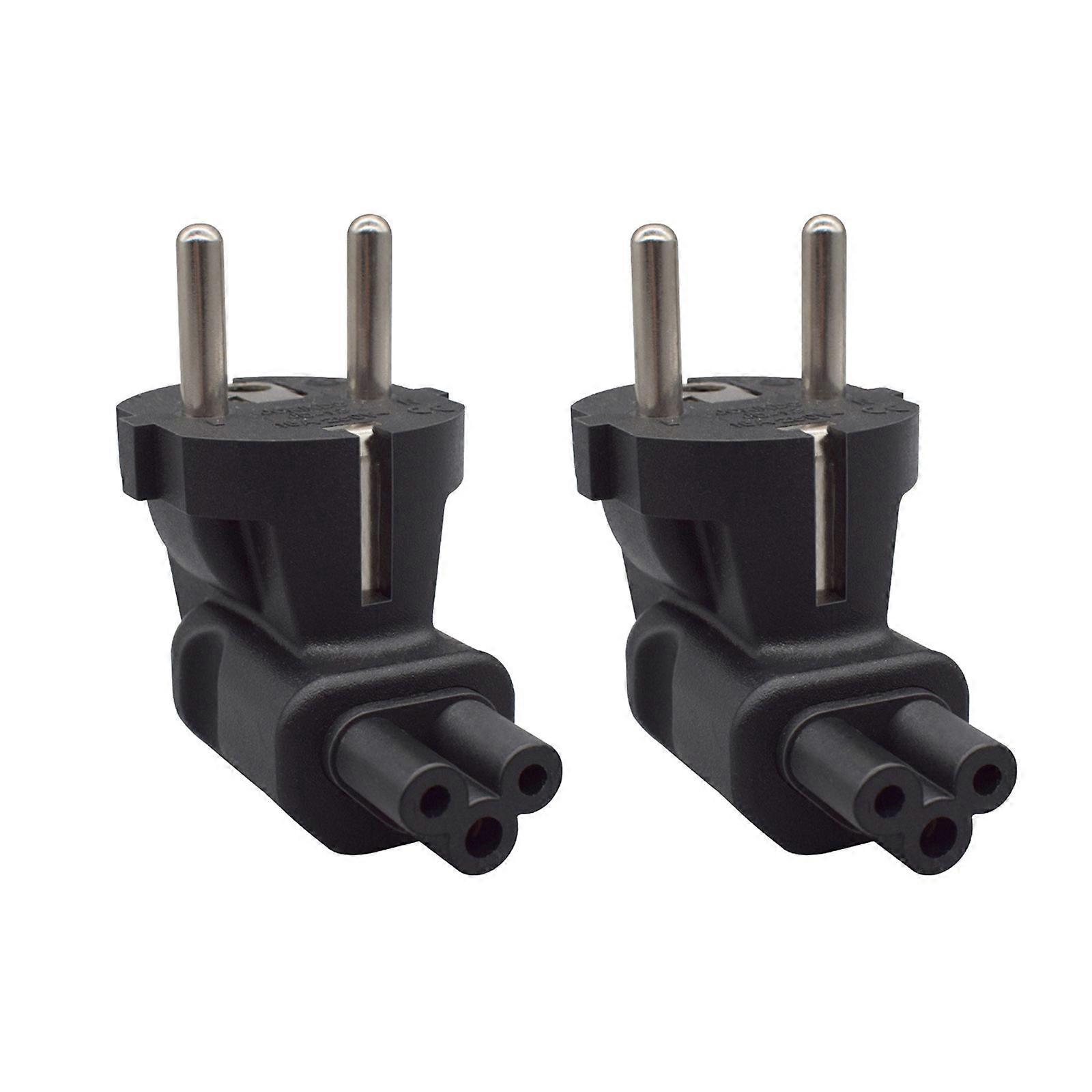 2Pcs European 4.8mm to IEC320 C5 Right Angle Power Adapter 10A-16A/250V Compatibility with Display Device Black