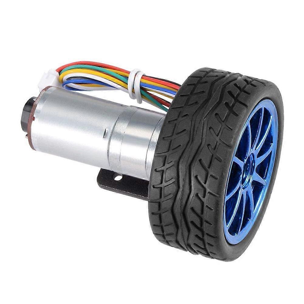 DC12V DIY Encoder Gear Motor with Mounting Bracket and 65mm Wheel Kit for Smart Car Robot, 200RPM Speed
