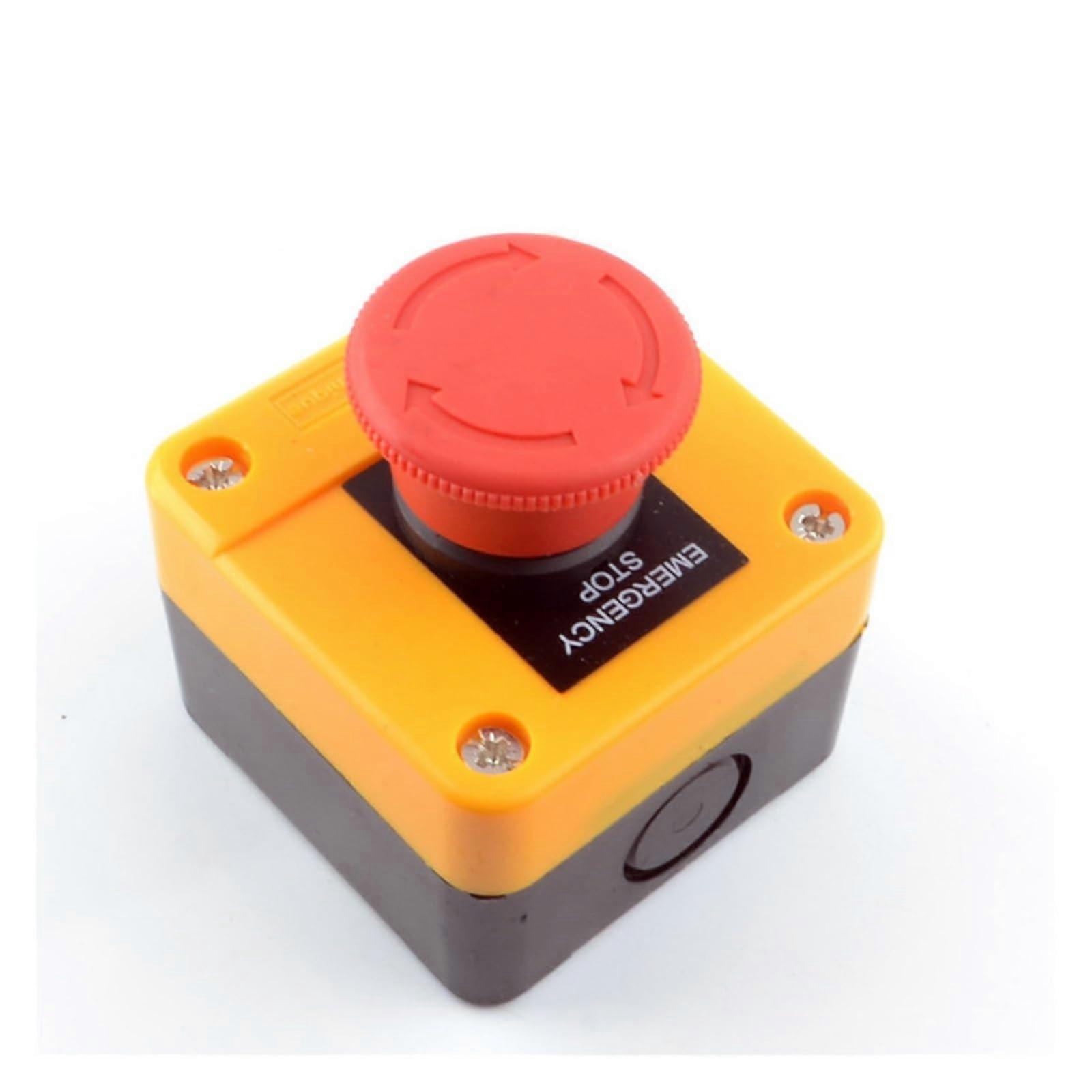 Electronic Switch Red Mushroom Cap Emergency Stop Push Button Switch 1NO 1NC DPST AC 660V 10A Elevator Lift Latching Self Lock