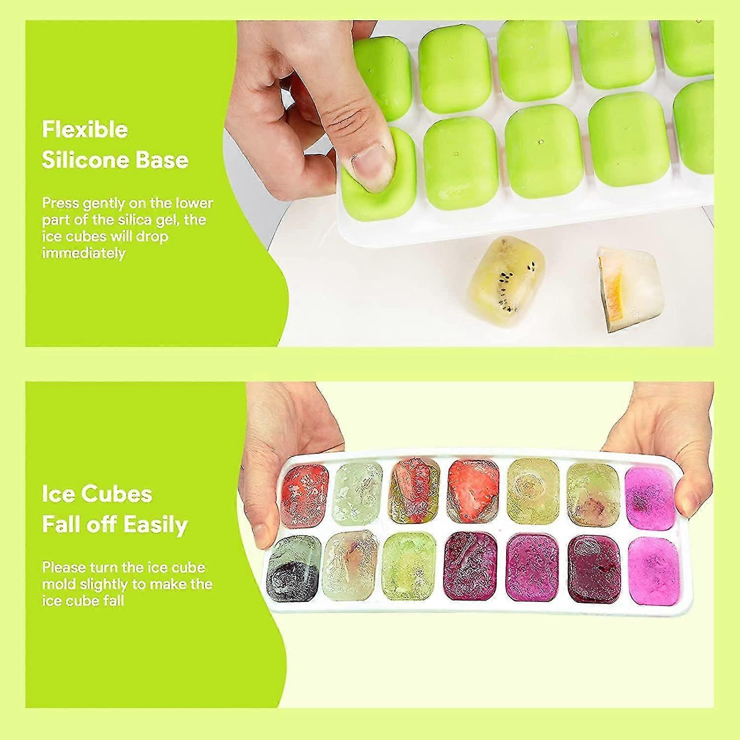 4 Pack Silicone Ice Cube Trays With Lid, Space-saving And Stackable, Lfgb Certified And Bpa Free, Easy-remove Square Ice Cube Trays