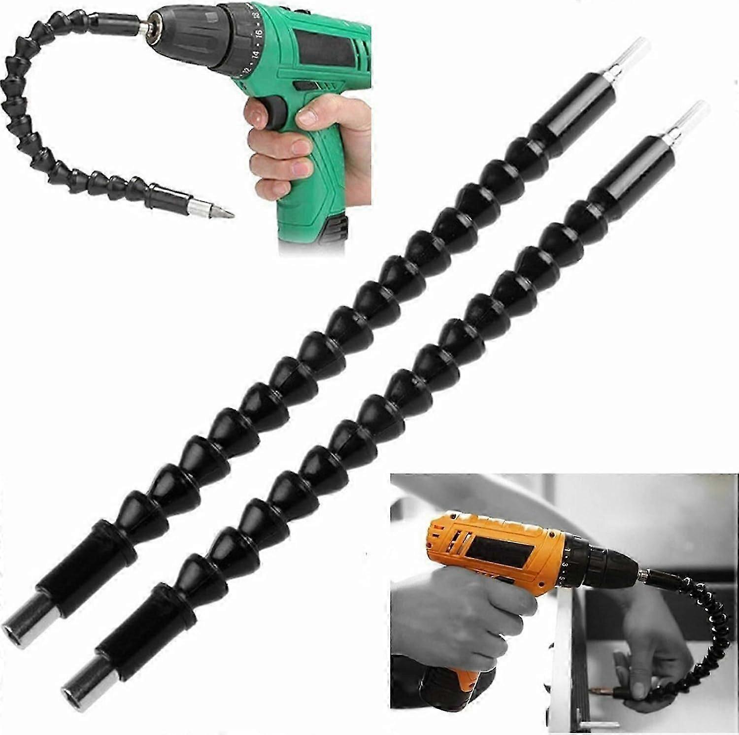 2Pcs Flexible Drill Bit Extension, 11.6 inch Screwdriver Soft Shafts, Screwdriver Extension Shaft for Power Drill, Universal Drill Connection