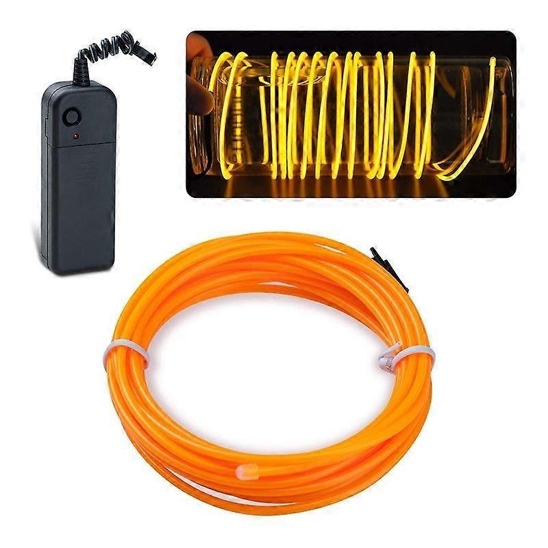 TKdaddy Indoor Lights Light-up Cable EL Cold Light Cord 3 Meter 3V Light String Yellow