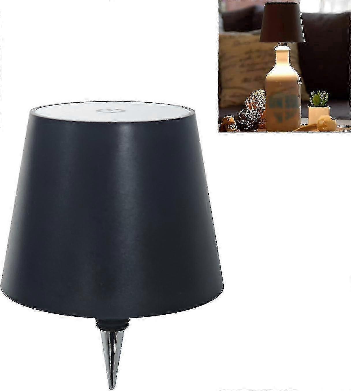 Wireless Bottle Lamp, Wireless Bottle Lamp, Bottle Lamp, Wine Bottle Lights, 3 Color Stepless Dimming Bottle Lights (Black)