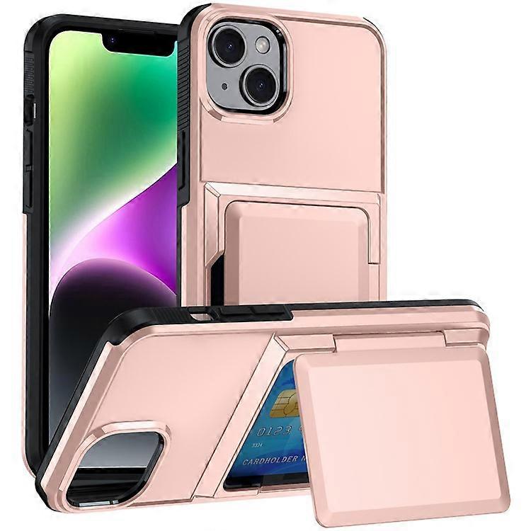 Compatible For iPhone 14 Cases Card Slot TPU+PC Kickstand Phone Case