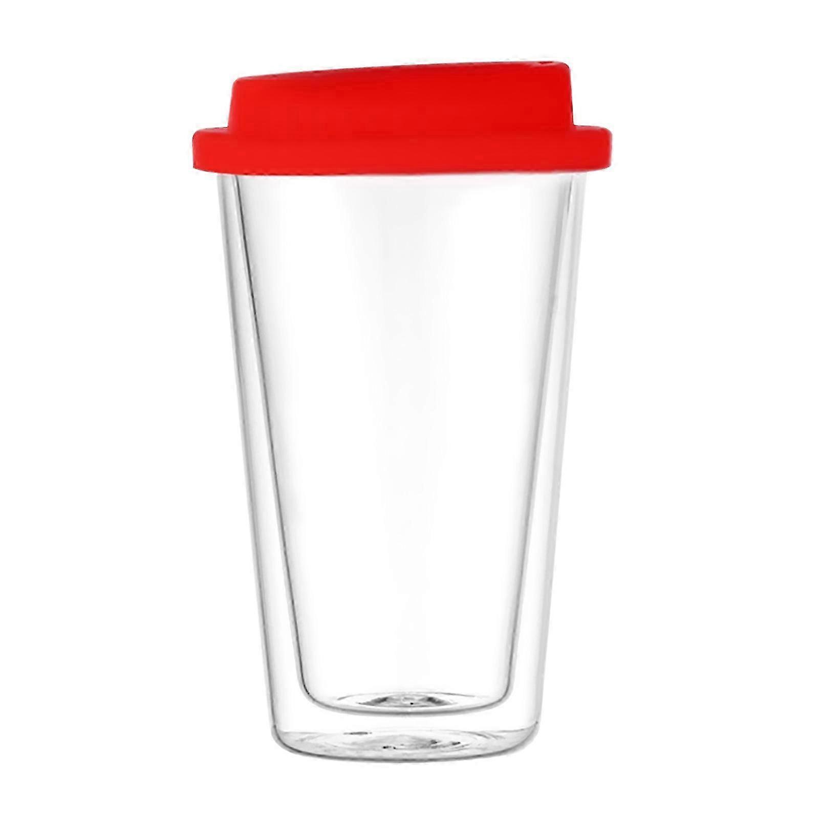 Insulated 350ml Double Wall Red Coffee Cup for Home Kitchen