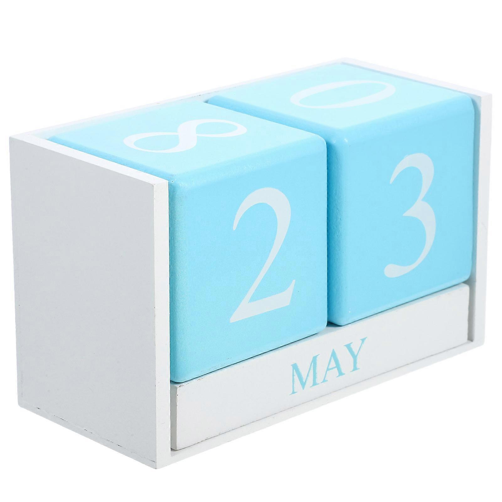 Desktop Decor Table Calendar Blue Home Decoration Density Board Date Adjustment 1Set