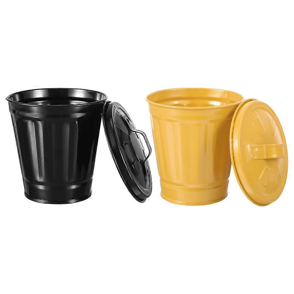 Cute Mini Trash Can for Kids Creative Design Gold 2Pcs