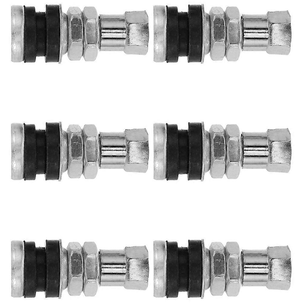 Metal Valve Stems Leak-Proof Easy Installation Secure Tire Pressure for Motorcycle Wheels 6Pcs Silver 3.41X1.42X1.42CM