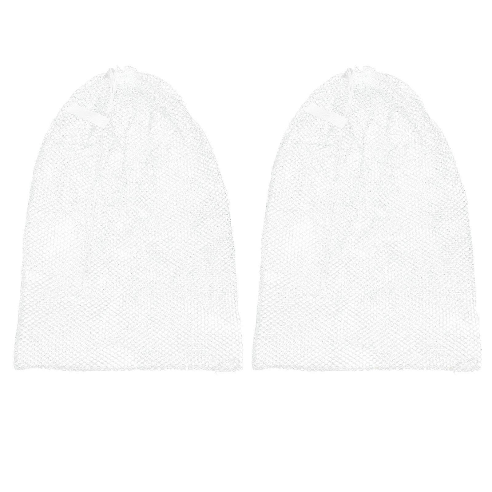 Drawstring Mesh Laundry Bags Polyester Rectangular Travelers 23.6 15.7 0.4in 2Pack