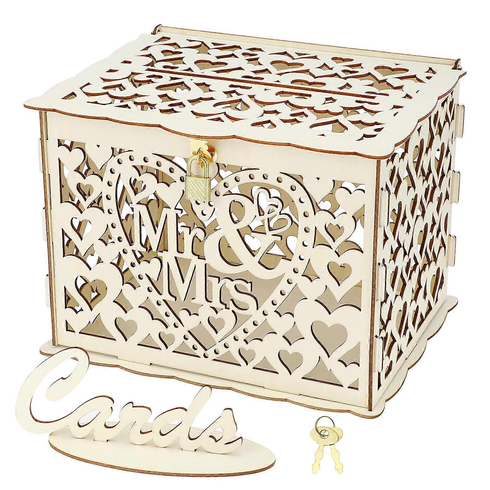 Khaki Wedding Box Small Size Wood Lockable Storage For Invitations 1Set