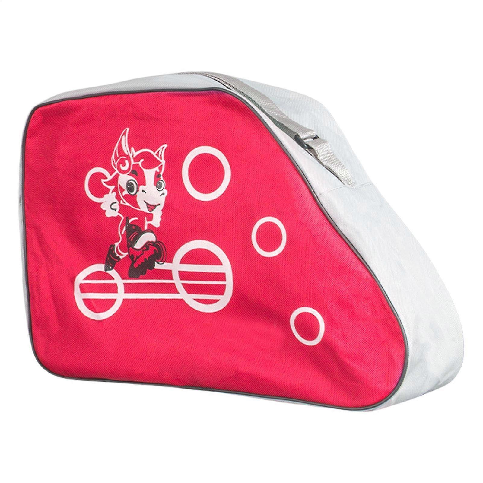 Ice Skate Bag Adjustable Roller Skate Backpack with Shoulder Strap, Red